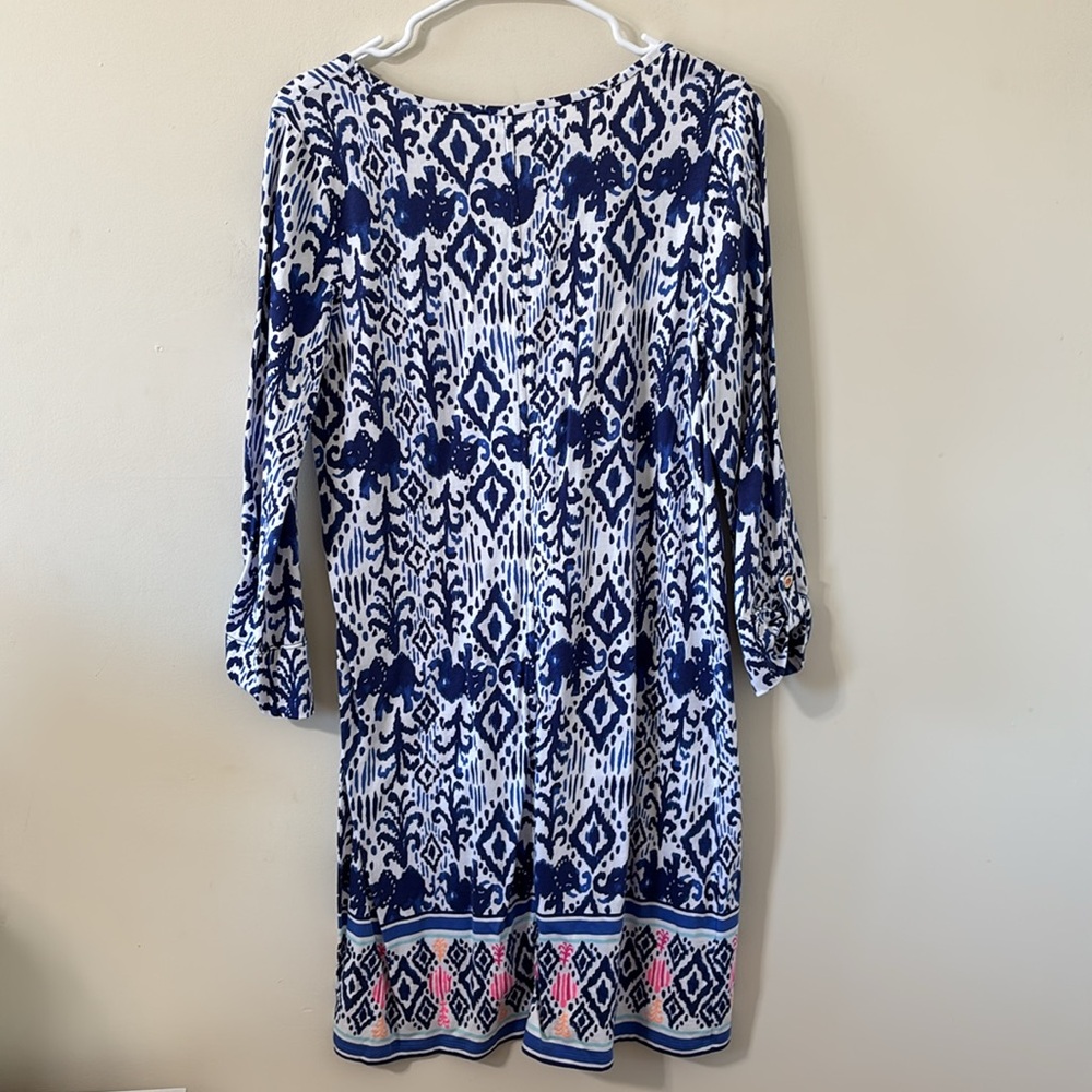 Lilly Pulitzer Ocean Ridge Dress Bright Navy Tons of Fun Engineered Size Large - Picture 6 of 9